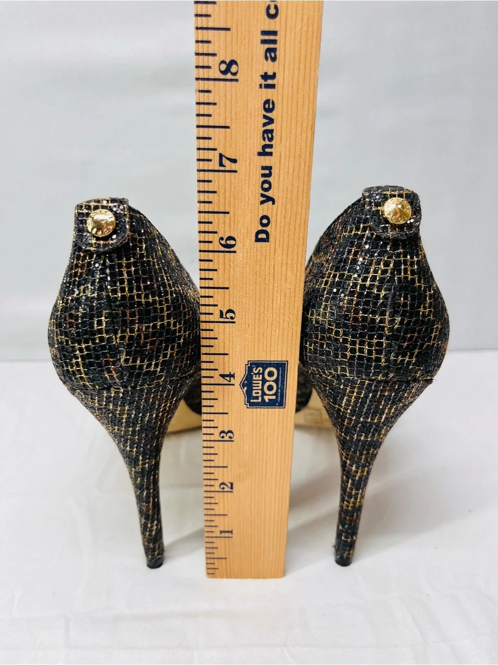 MICHAEL Michael Kors Black and Gold Textured Peep-Toe Heels